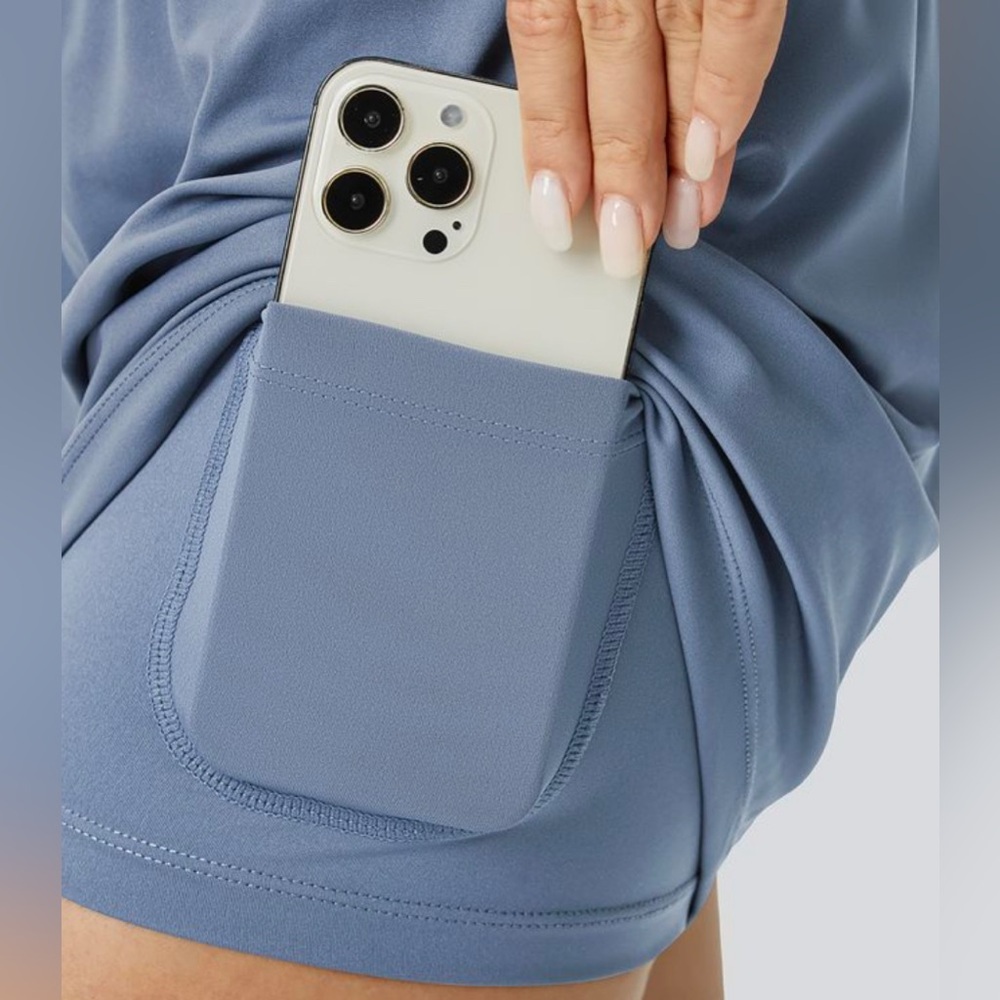 Women's Blue High-Waisted Shorts - Picture 2 of 11